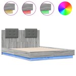 vidaXL Cadre de lit tête de lit et lumières LED sonoma gris 120x190 cm