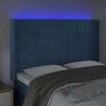 vidaXL Tête de lit à LED Bleu foncé 147x16x118/128 cm Velours