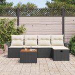 vidaXL Ensemble de canapé de jardin 6 Pièces Noir Poly rotin