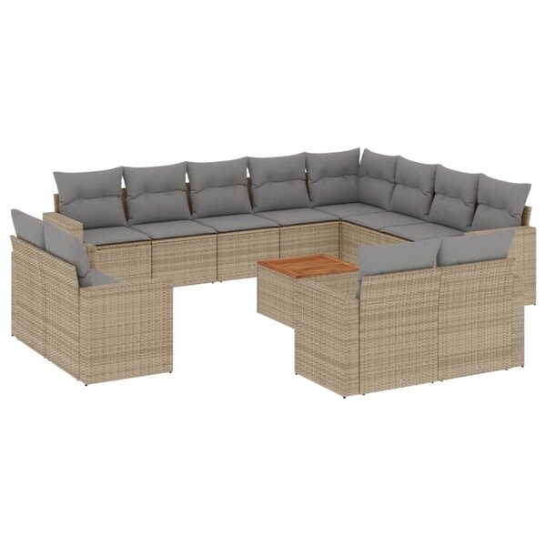 vidaXL Salon de jardin avec coussins 13 Pièces beige résine tressée
