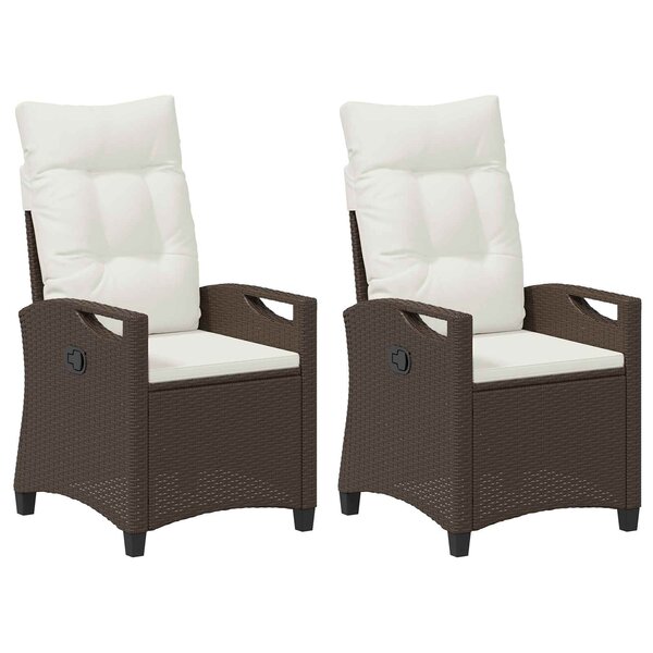 vidaXL Chaise de jardin 2 Pièces Marron et Crème 56 x 60 x 112 cm