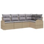 vidaXL Ensemble de canapé de jardin 5 Pièces Beige  gris clair Poly rotin