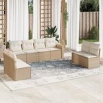 vidaXL Salon de jardin avec coussins 8 Pièces beige résine tressée