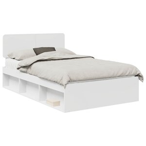 vidaXL Cadre de lit avec tête de lit Blanc 120 x 200 cm Pin massif
