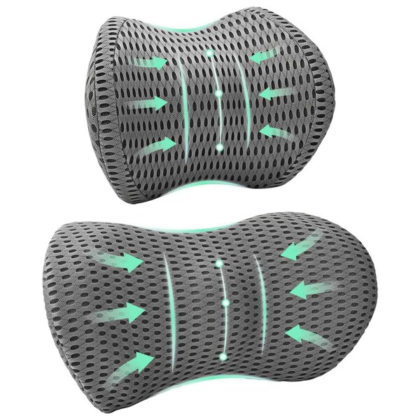vidaXL Ensemble de Oreillers avec oreiller 2 Pièces Gris Maille 4D