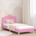 vidaXL Cadre de lit pour enfants avec tête de lit Rose 90 x 190 cm