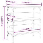 vidaXL Table console sonoma gris 75x32x75 cm bois d'ingénierie
