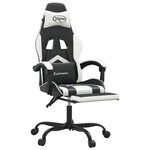 vidaXL Chaise de jeu pivotante et repose-pied Noir et blanc Similicuir