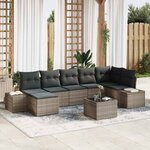 vidaXL Ensemble de canapé de jardin avec coussin 8 Pièces Gris Poly rotin