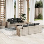 vidaXL Salon de jardin avec coussins 7 Pièces gris clair résine tressée