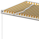 vidaXL Auvent rétractable automatique et poteaux 3 5x2 5 m Jaune blanc