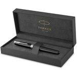Parker sonnet stylo plume  laque noire  plume moyenne  encre noire  coffret cadeau