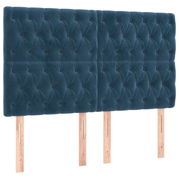 vidaXL Têtes de lit 4 Pièces Bleu foncé 80x7x78/88 cm Velours