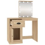 vidaXL Coiffeuse avec LED chêne sonoma 90x50x132 5cm bois d'ingénierie