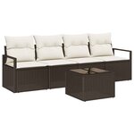 vidaXL Ensemble de canapé de jardin 5 Pièces Marron et Crème