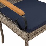 vidaXL Chaises de jardin avec coussin 4 Pièces Gris et bleu marine