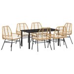 vidaXL Ensemble de salle à manger pour jardin 7 Pièces Marron polyrotin