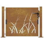 vidaXL Portail de jardin 105x105 cm acier corten conception d'herbe