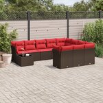 vidaXL Salon de jardin et coussins 11 Pièces marron résine tressée