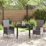 vidaXL Ensemble de salle à manger pour jardin 3 Pièces Gris Poly rotin