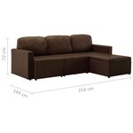vidaXL Canapé-lit modulaire 3 places Marron Similicuir