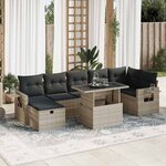 vidaXL Salon de jardin 8 Pièces avec coussins gris clair résine tressée