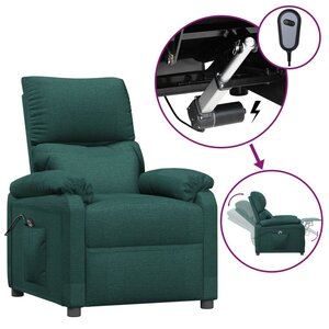 vidaXL Fauteuil inclinable électrique Vert foncé Tissu