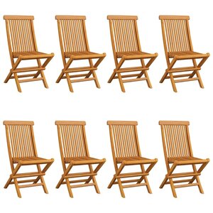 vidaXL Chaises de jardin et coussins noir lot de 8 Bois de teck massif