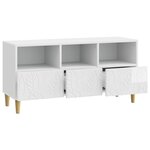 vidaXL Meuble TV 102 x 34 5 x 50 cm Blanc brillant Bois d'ingénierie