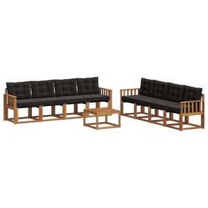 vidaXL Ensemble de canapés d'extérieur 9 pc Naturel et Noir