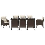 vidaXL Ensemble de salle à manger pour jardin 9 Pièces Marron Poly rotin