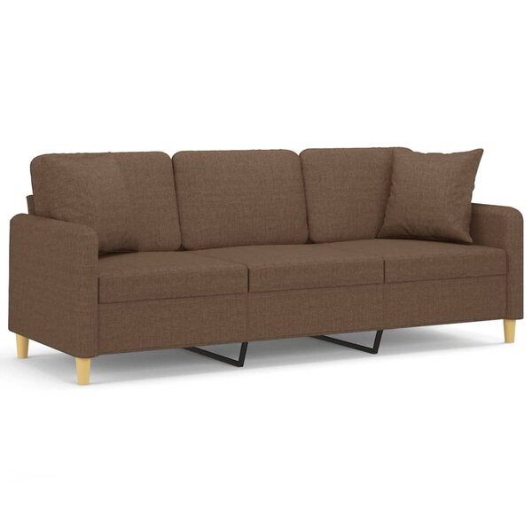 vidaXL Canapé 3 places avec oreillers décoratifs marron 180 cm tissu
