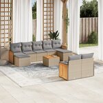 vidaXL Salon de jardin avec coussins 10 Pièces beige résine tressée