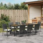 vidaXL Ensemble de salle à manger pour jardin 9 Pièces Noir Poly rotin