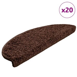 vidaXL Tapis d'escalier 20 pièces 65 x 21 x 4 cm Marron Demi-rond Grand