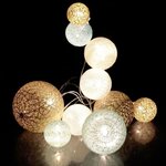 Guirlande lumineuse boules colorées 10 leds multi-tailles