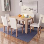 vidaXL Table et chaises 7 Pièces Cuir synthétique Chêne Couleur crème