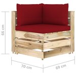 vidaXL Salon de jardin 9 Pièces avec coussins Bois imprégné de vert