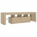vidaXL Meuble TV avec lumières LED Chêne sonoma 140x36 5x40 cm