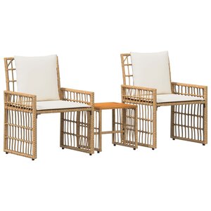 vidaXL Ensemble de meubles d'extérieur 3 Pièces Blanc Naturel et Crème