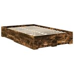 vidaXL Cadre de lit Chêne fumé 135 x 190 cm Bois d'ingénierie