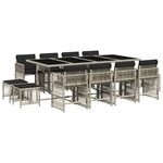 vidaXL Ensemble à manger de jardin et coussins 13 Pièces gris clair rotin