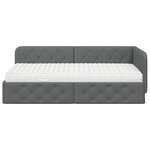 vidaXL Cadre de lit d'angle avec matelas Gris foncé 90 x 190 cm tissu