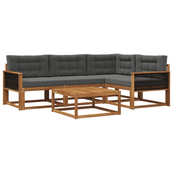 vidaXL Ensemble de canapés d'extérieur 5 Pièces Naturel et Anthracite