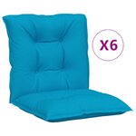 vidaXL Coussins de chaise de jardin à dossier bas lot de 6 bleu