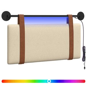 vidaXL Tête de lit suspendue Avec lumière LED Crème PU antique