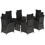 vidaXL Ensemble à manger de jardin coussins 7Pièces Noir Résine tressée