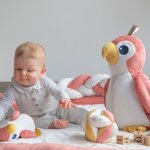 Couverture double face petites plumes multicolore - 75 x 100 cm