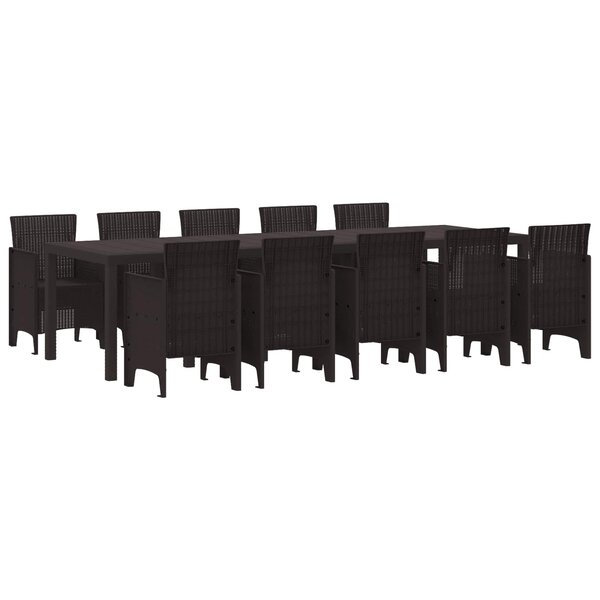 vidaXL Ensemble de salle à manger pour jardin 11 pc Marron Rotin