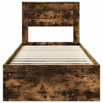 vidaXL Cadre de lit Chêne fumé 90 x 200 cm Bois de pin massif